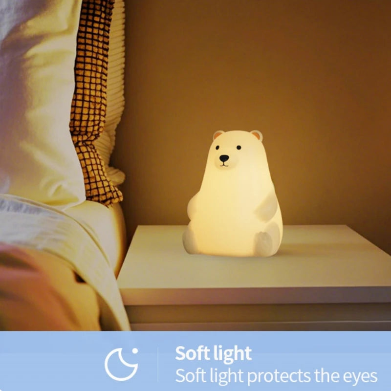 Polar Bear Night Light, Lightly Tapping To Change Colorful Lights, With Timing Function, Perfect Gift For Valentine's Day