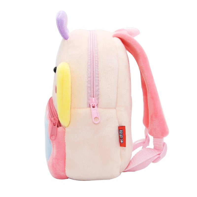 Girls School Backpack Cute Pink Butterfly Kids Plush Backpack Kindergarten School Bag