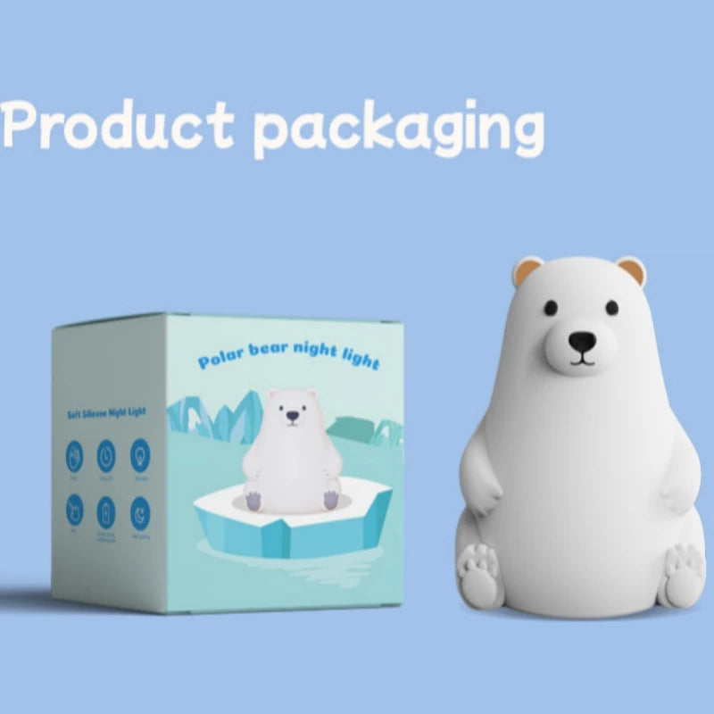 Polar Bear Night Light, Lightly Tapping To Change Colorful Lights, With Timing Function, Perfect Gift For Valentine's Day