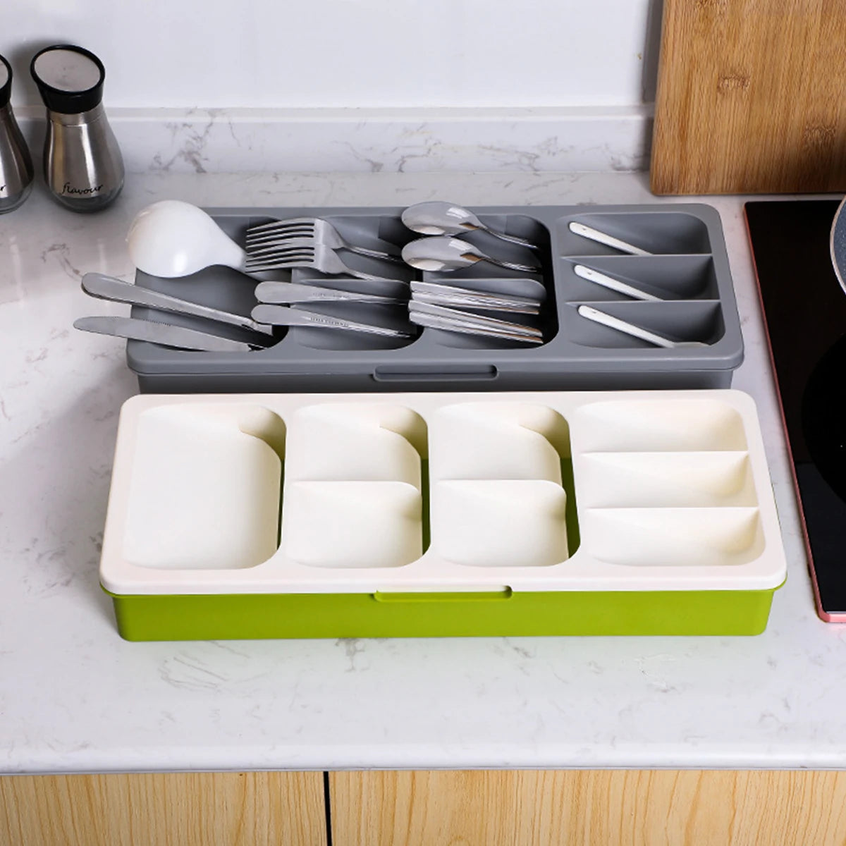 Kitchen Retractable Knife, Fork, Spoon Separation And Sorting Tableware Storage Box