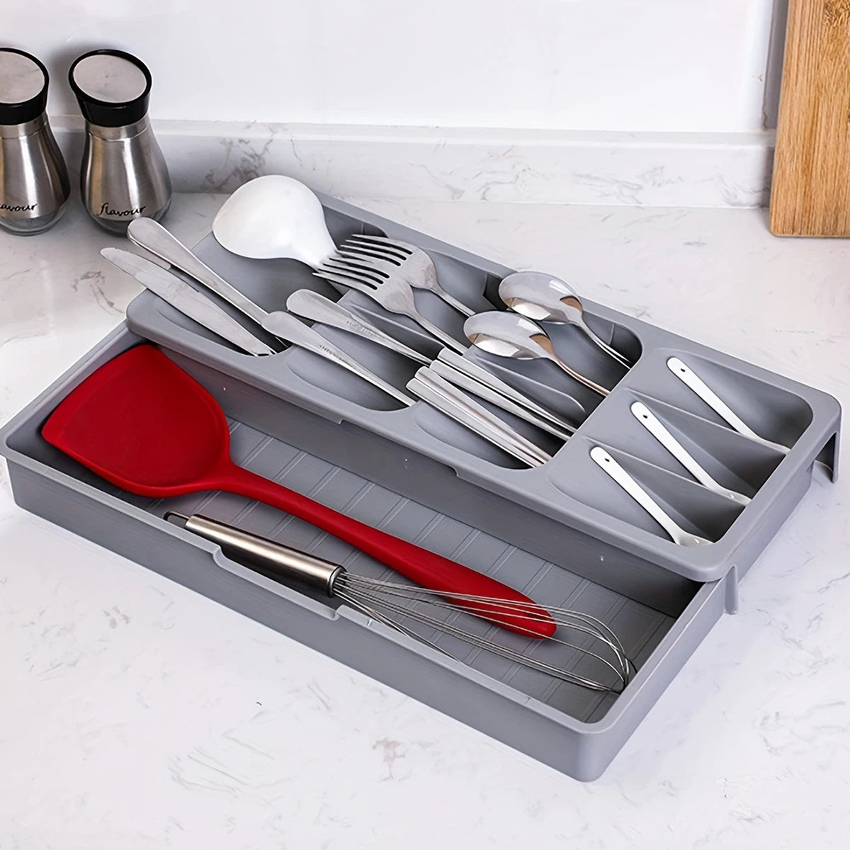 Kitchen Retractable Knife, Fork, Spoon Separation And Sorting Tableware Storage Box